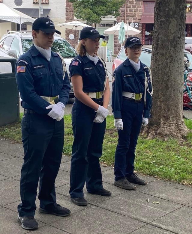 SSS Chaser crew lined up at Flag Day ceremony in Sonoma