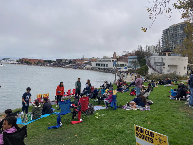 Scouts at San Francisco Sea Base viewing Fleet Week activities